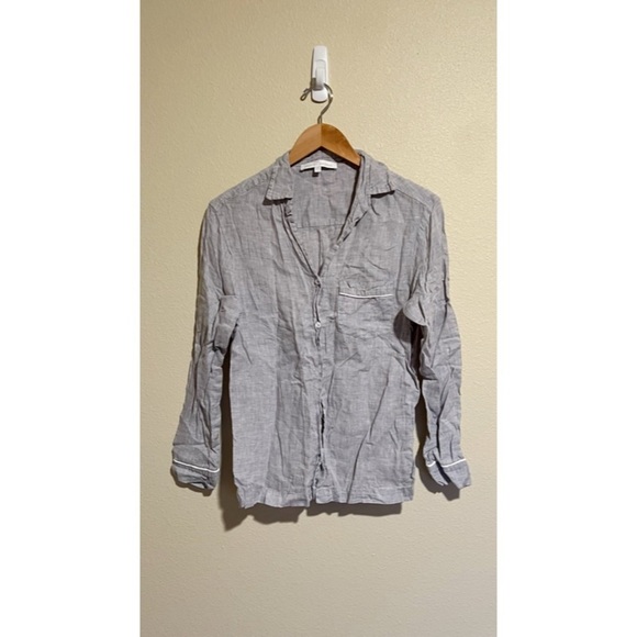 Pour Les Femme Light Blue Burnout Linen Button Front Top XS - Picture 1 of 8